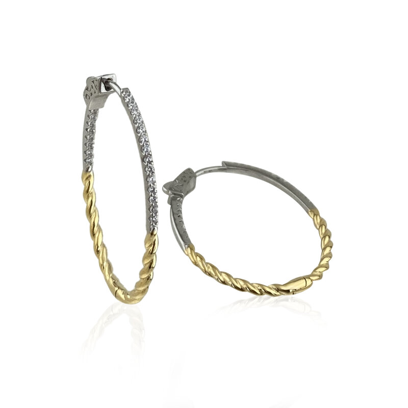 Two-Tone Twisted Hoop Earrings - 2