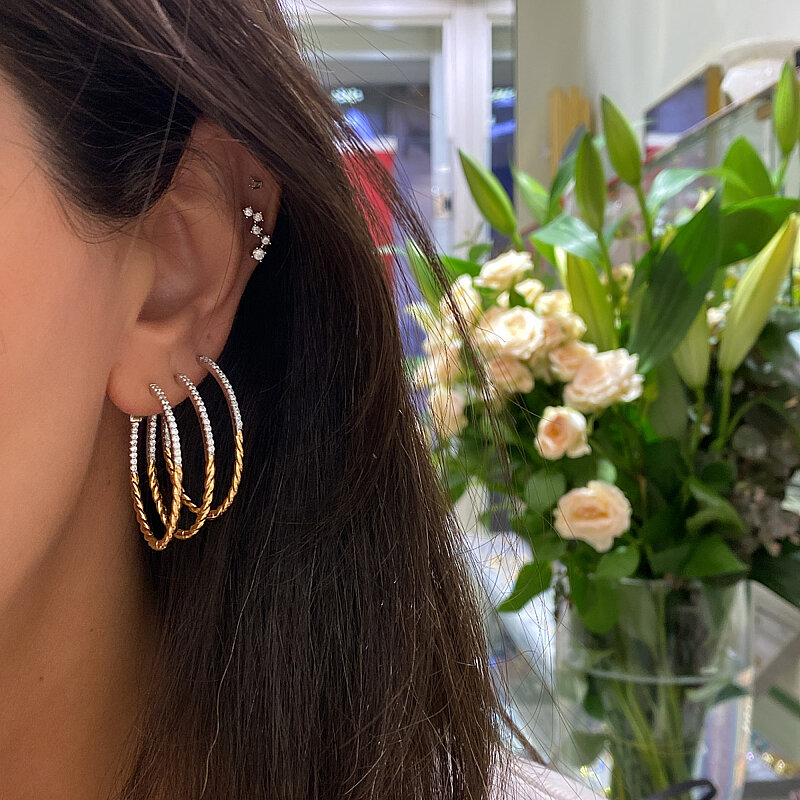 Two-Tone Twisted Hoop Earrings - 2