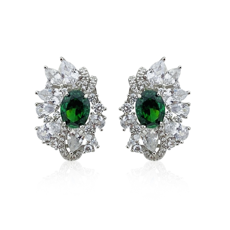 Vina Stone Earrings - Green
