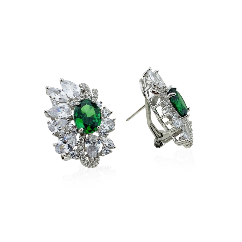 Vina Stone Earrings - Green - 2