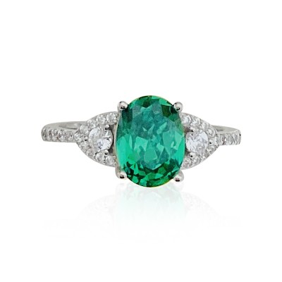 Wells Oval Green Stone Ring - Thumbnail