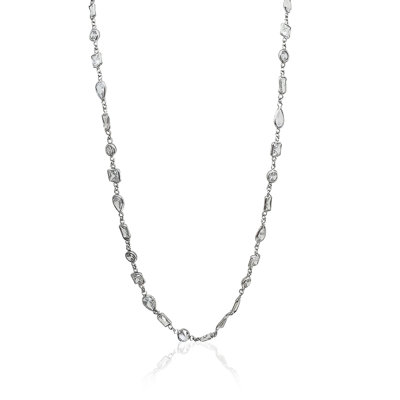 White Stone Long Necklace