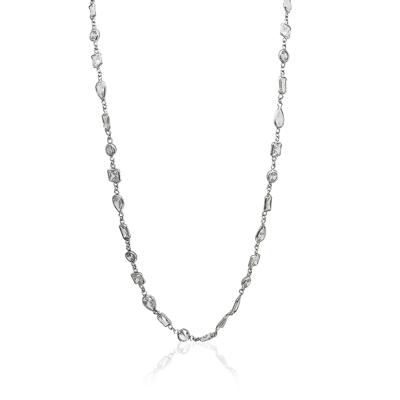 White Stone Long Necklace by Eda etin Jewelry Design