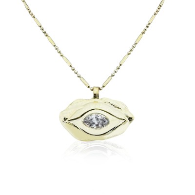 Zoe Plate Eye Necklace - Thumbnail